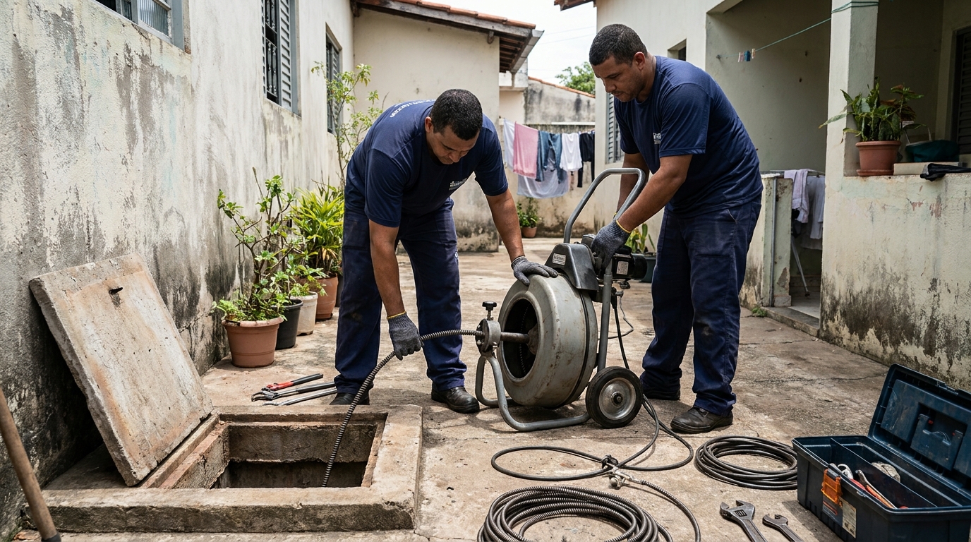 Desentupimento de Coluna Sanitária em Patos de Minas‑MG