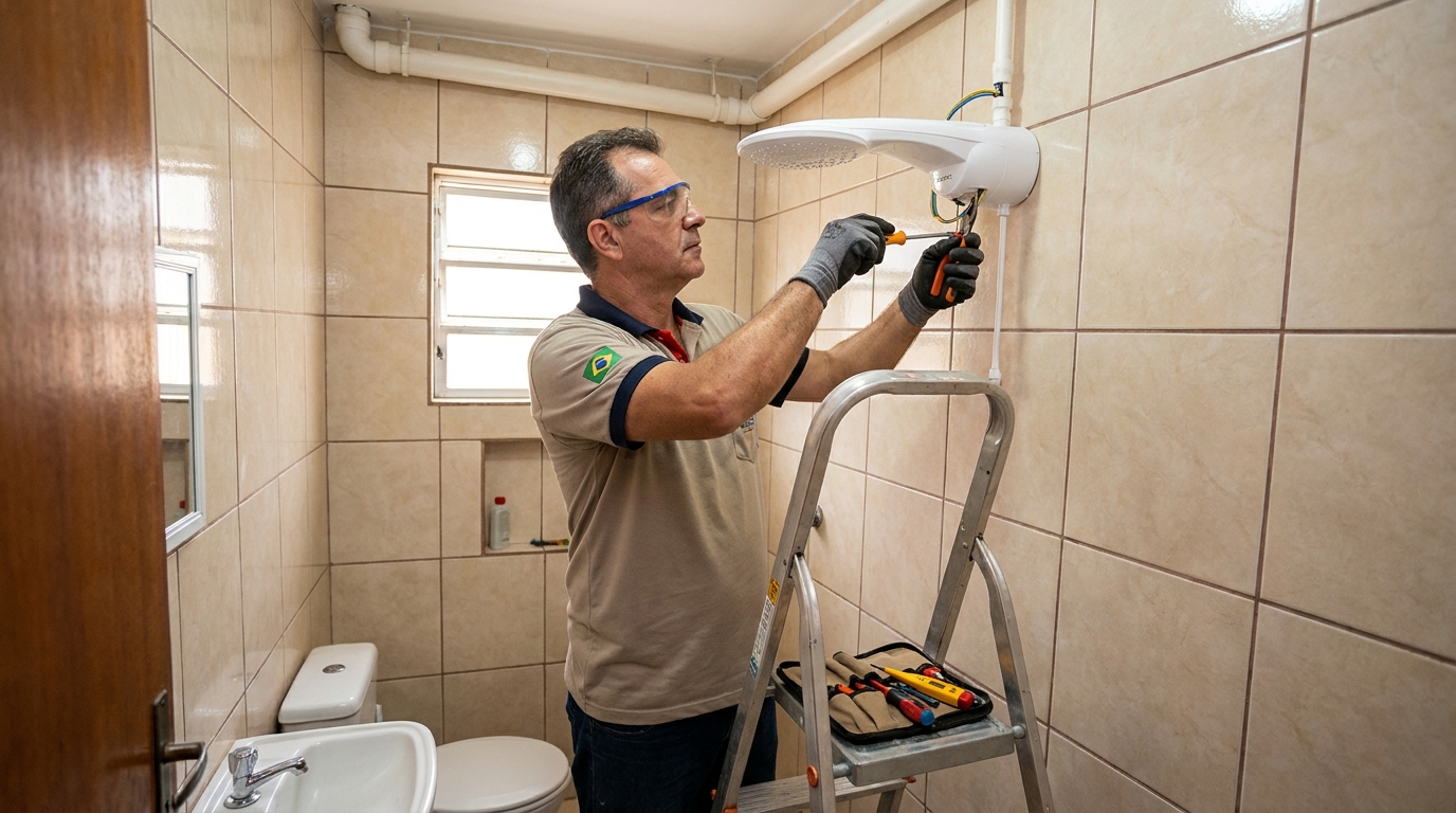 Substituição de Chuveiro Antigo em Patos de Minas‑MG